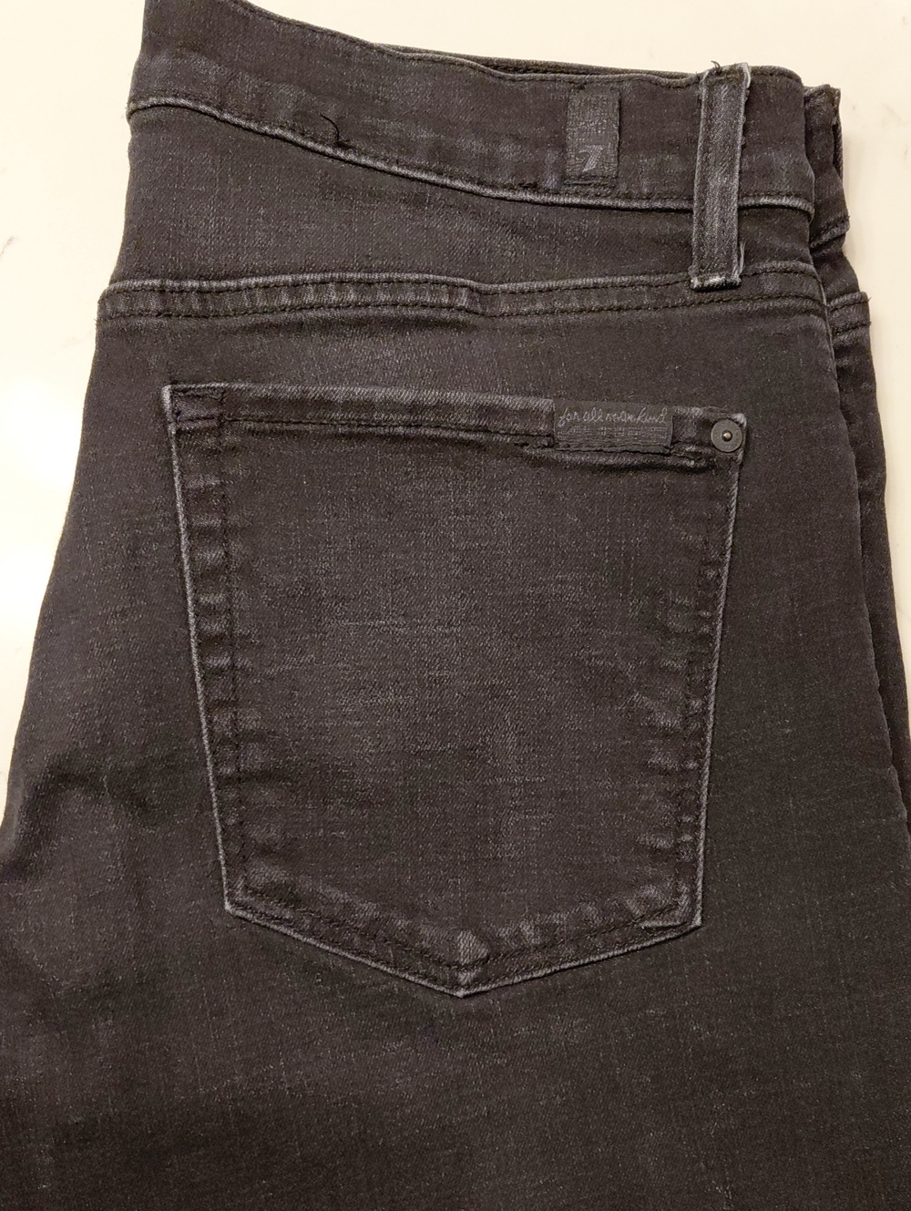 7 For All Mankind Black Straight Jeans with Clean Back Pocket